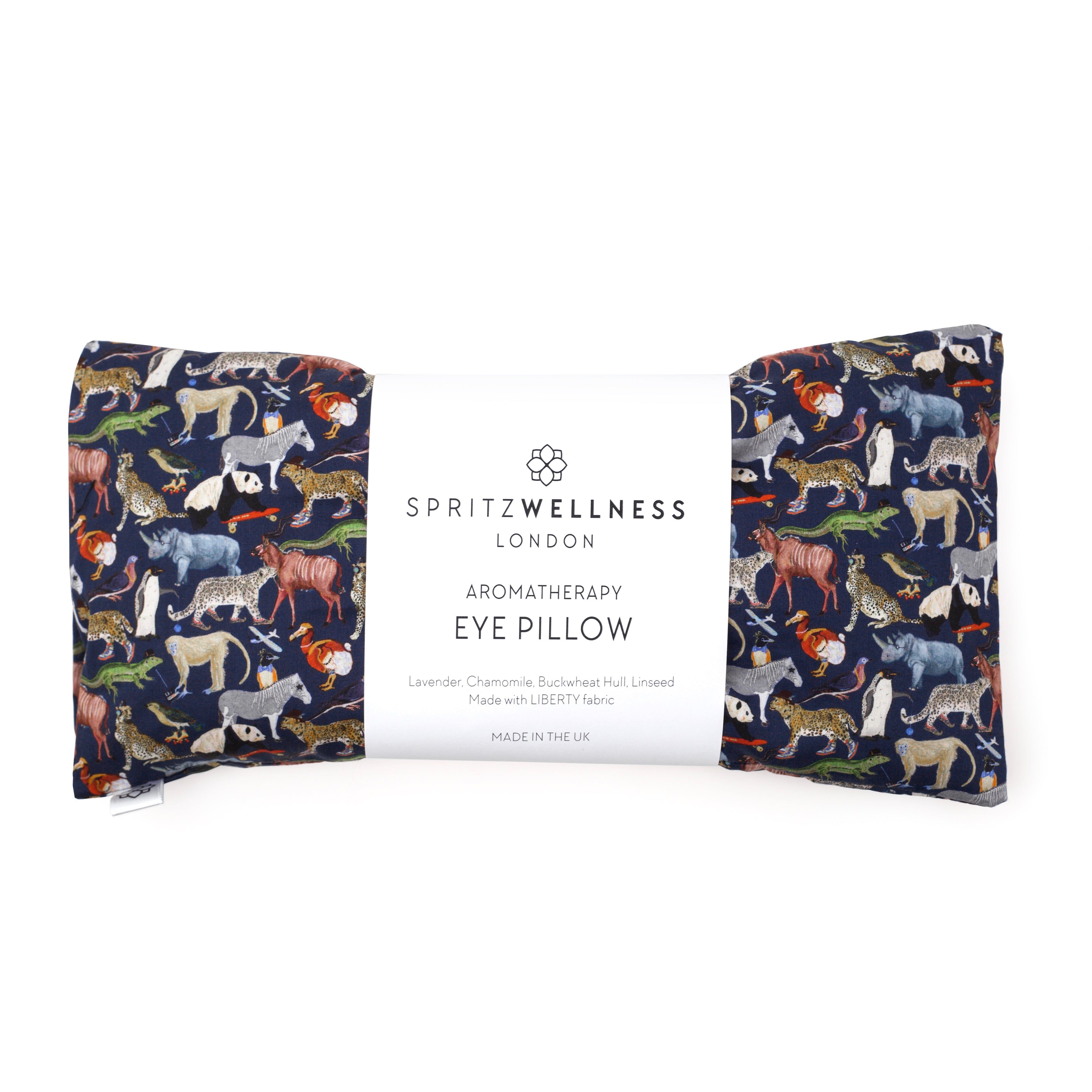 Aromatherapy Eye Pillow in Liberty fabric animal print. Eye pillows are for yoga meditation, relaxation and sleep. Great for children who struggle with sleep.