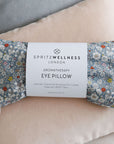 Aromatherapy Eye Pillow in grey flowers. Liberty London fabric. For yoga, sleep, relaxation, massage. Spritz Wellness London