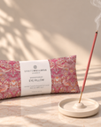 Strawberry thief pink eye pillow with Moroccan rose incense