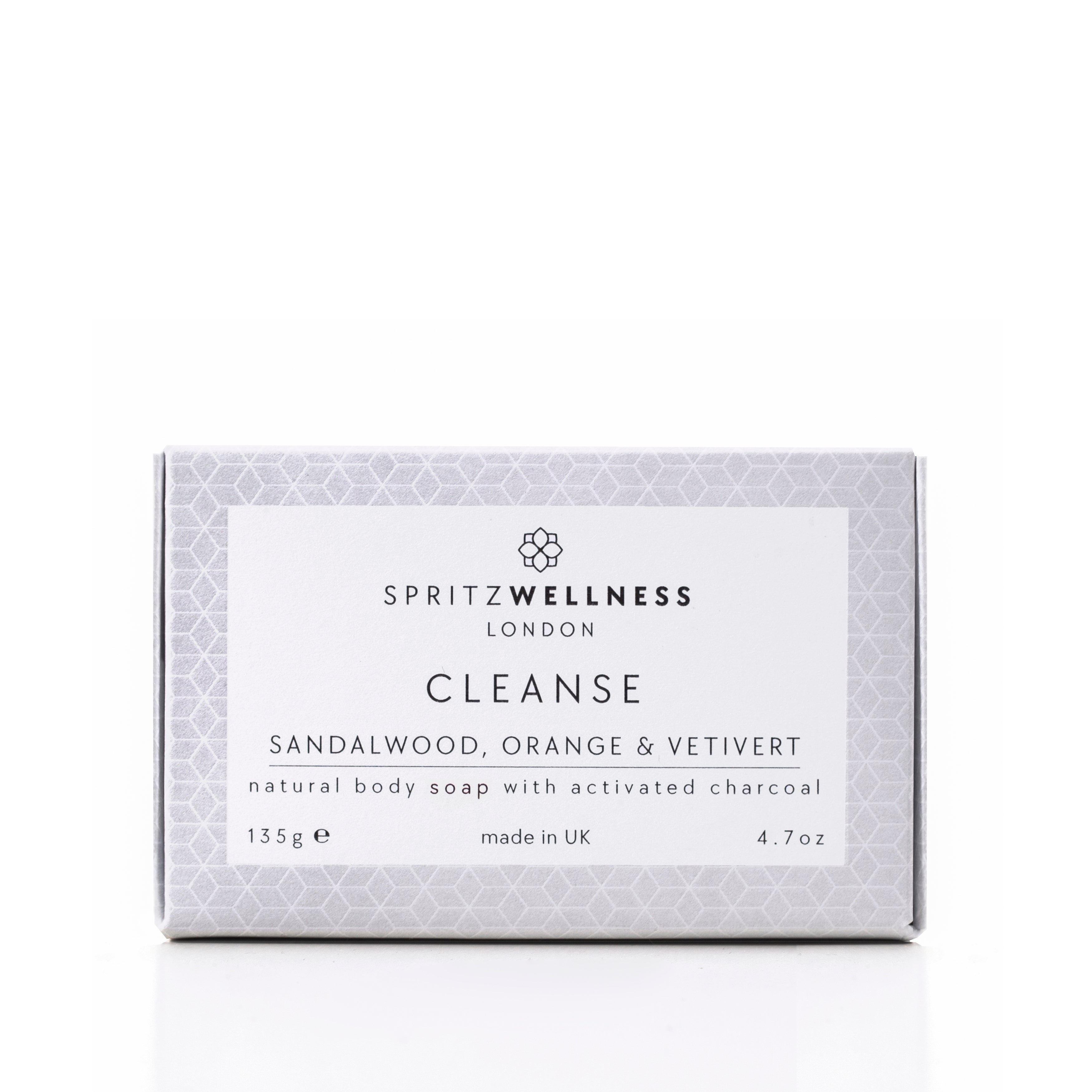 cleanse body soap  all natural with activated charcoal sustainable packaging. 