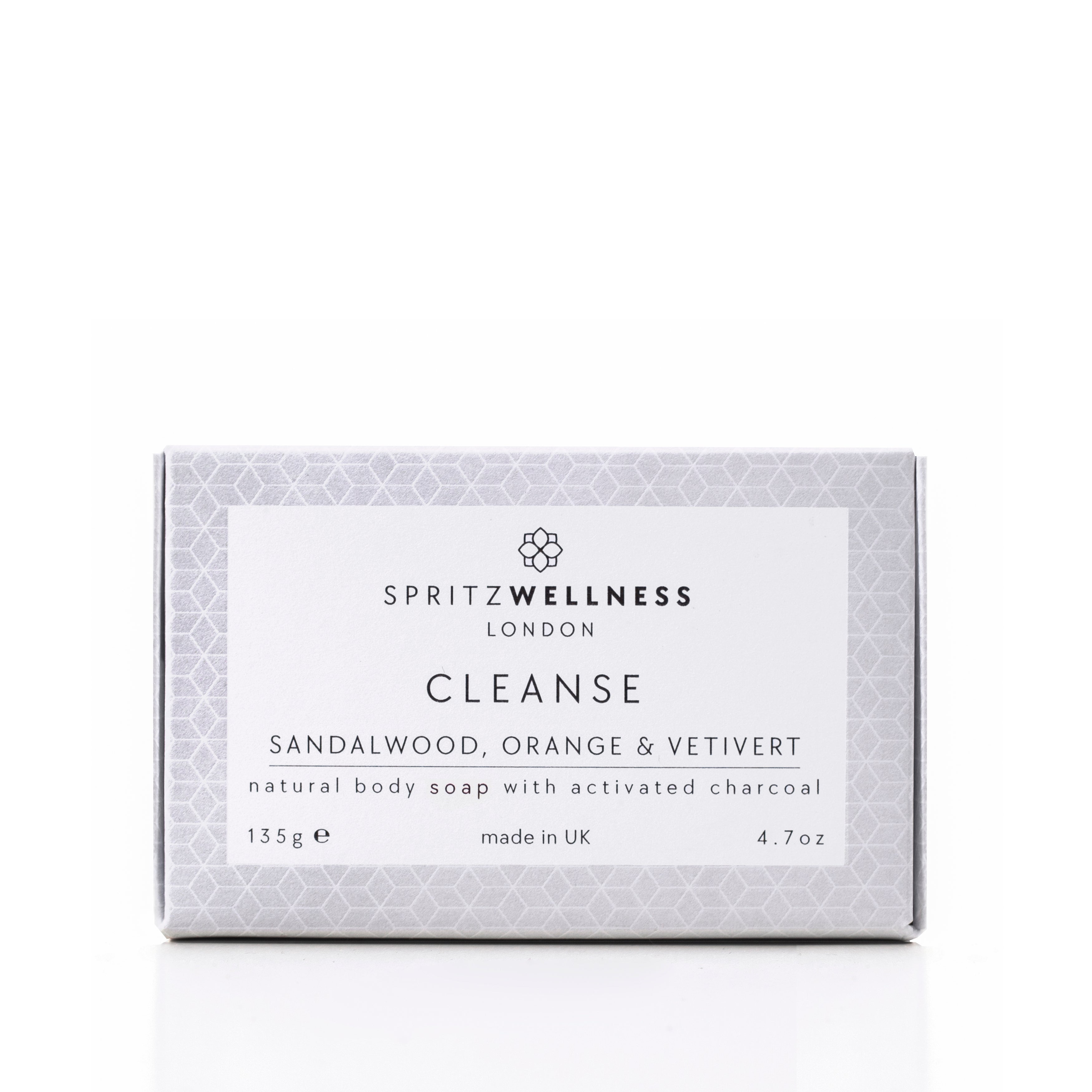 cleanse body soap  all natural with activated charcoal sustainable packaging.