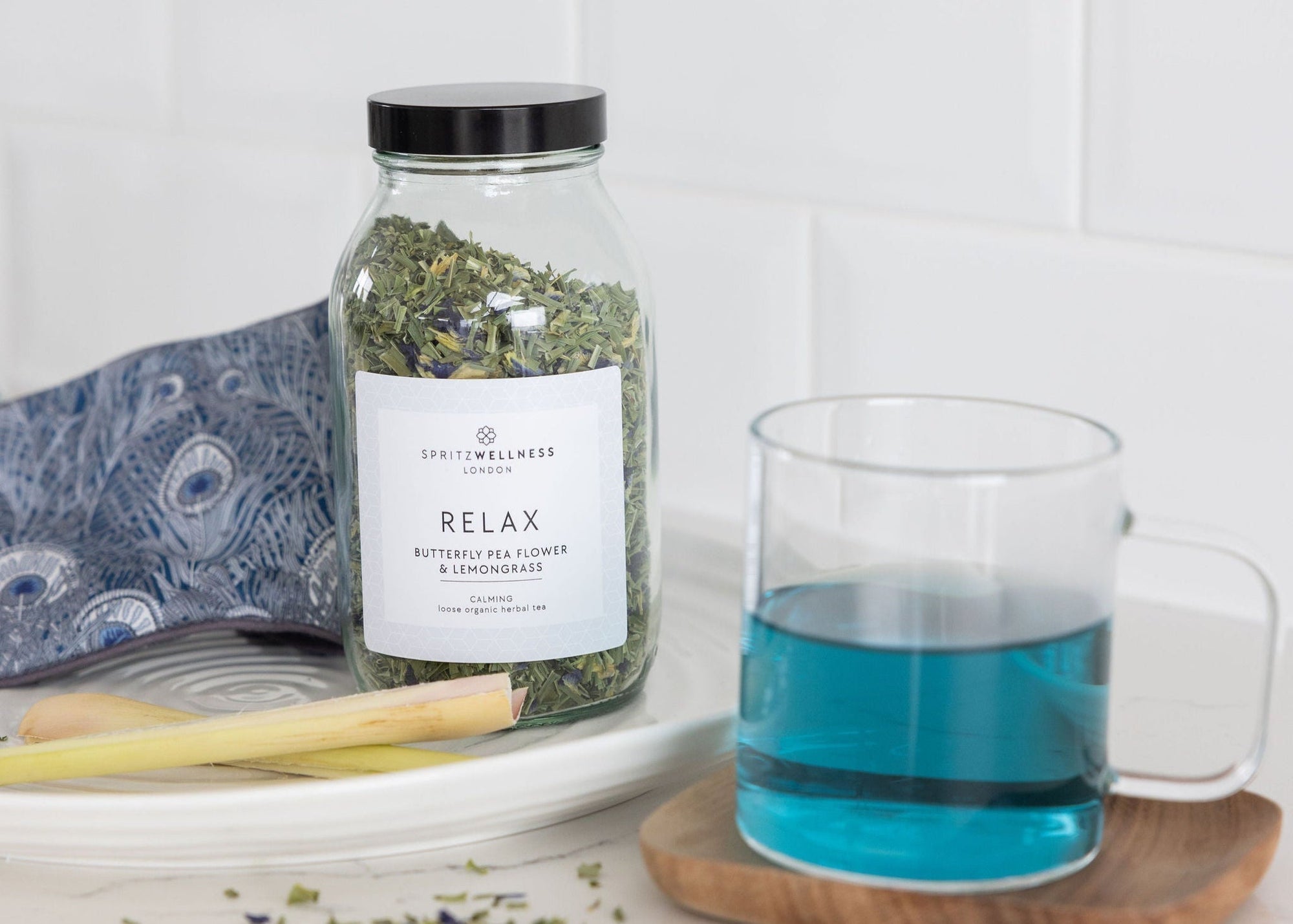 Spritz Wellness lemongrass tea, a soothing brew