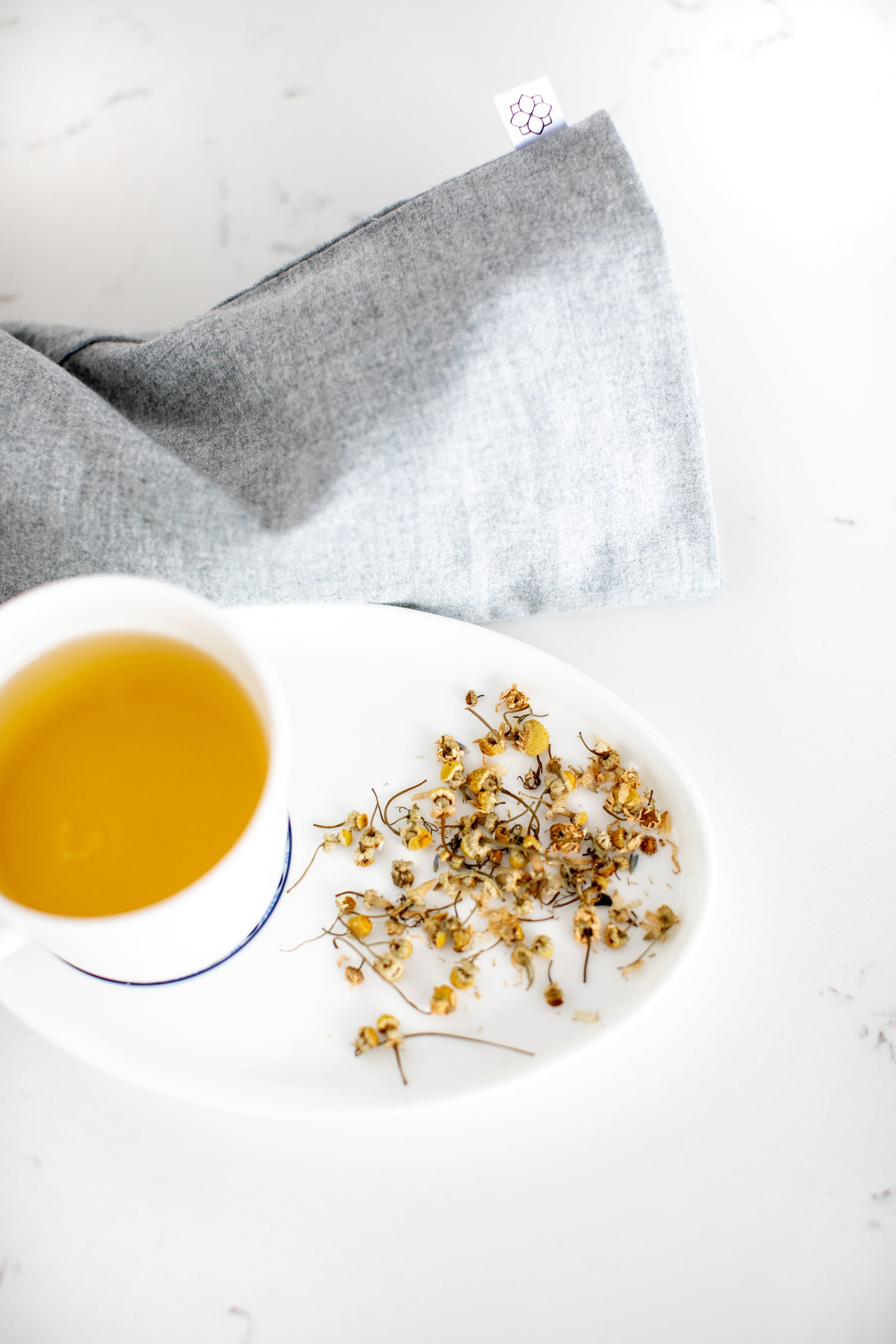 Chamomile flowers and calming herbal tea, Spritz Wellness