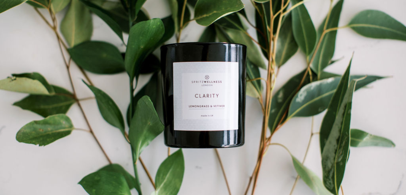 Spritz Wellness Clarity candle made with pure essential oils