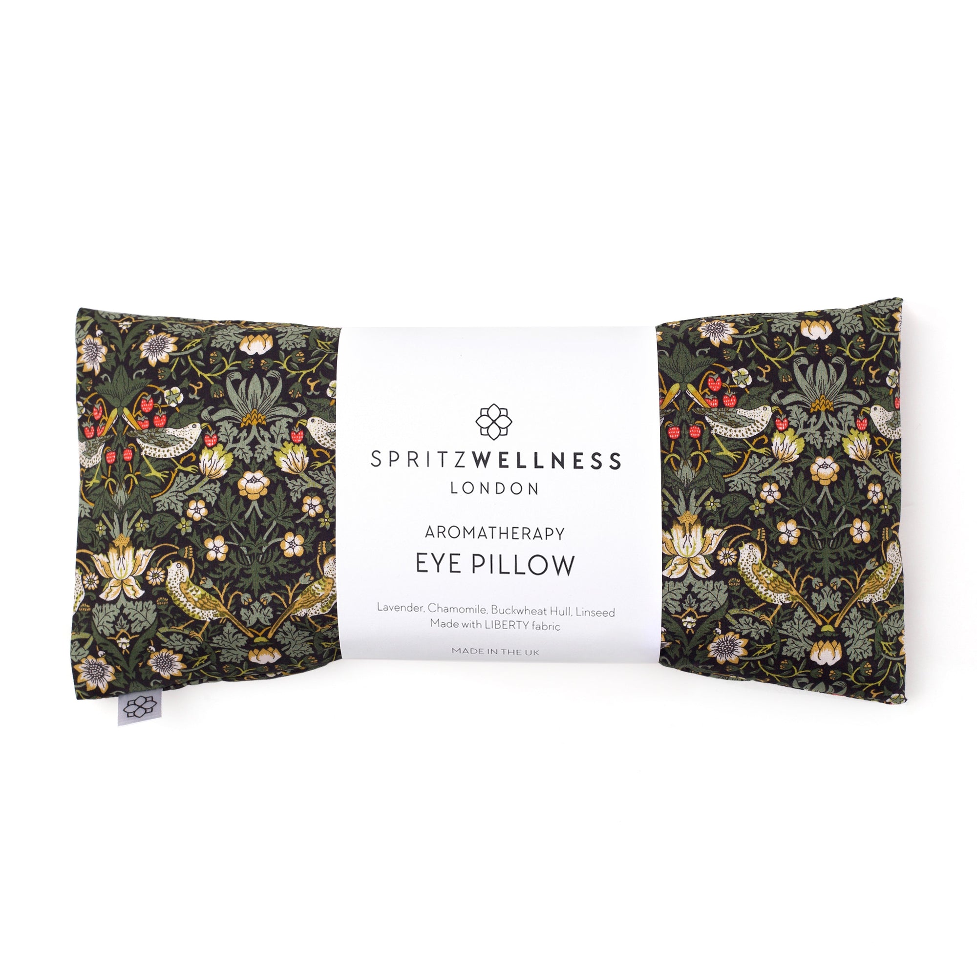Strawberry Thief Dark Green aromatherapy eye pillow