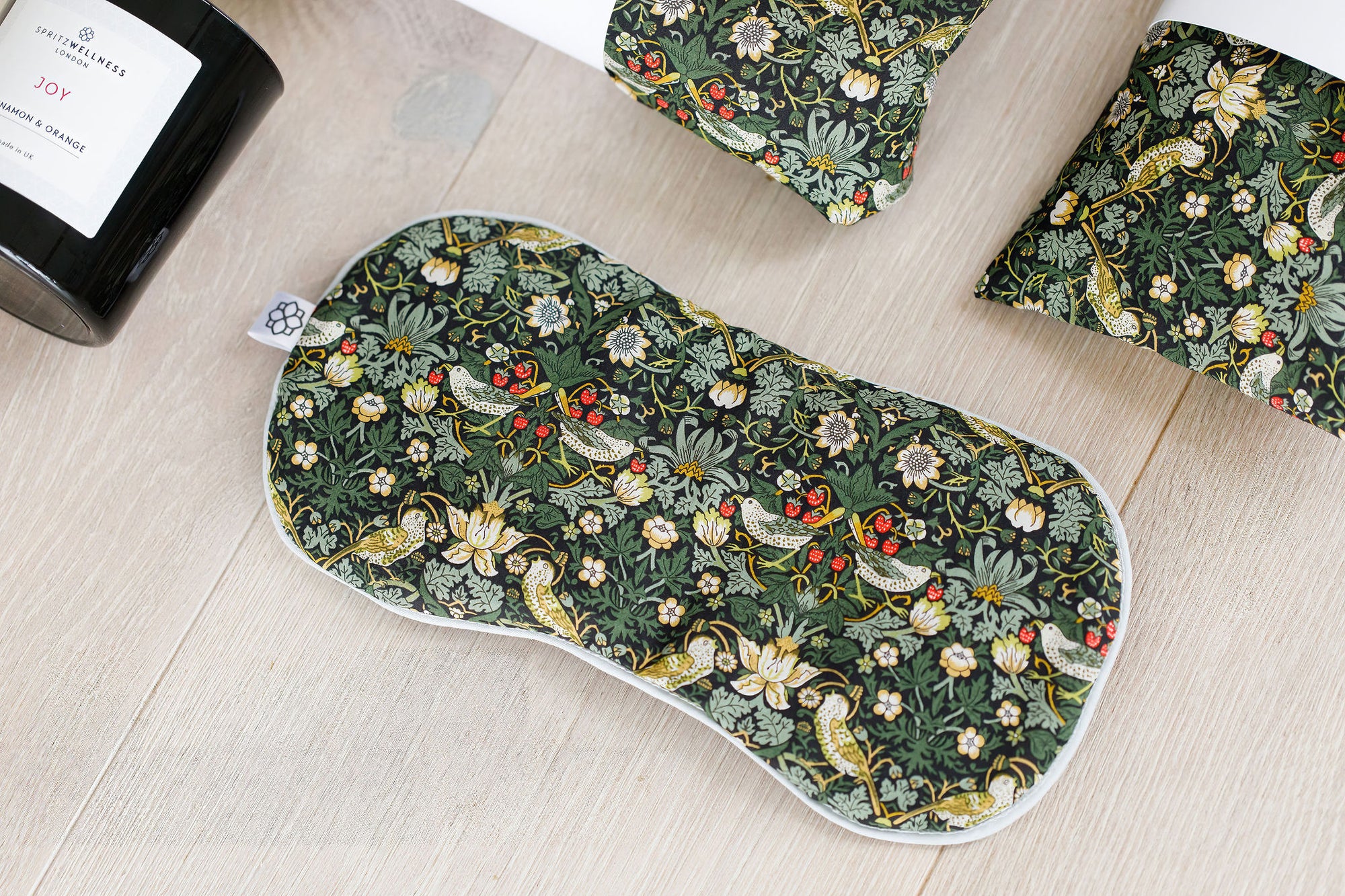 Strawberry Thief Dark Green Lavender Eye Mask | Spritz Wellness