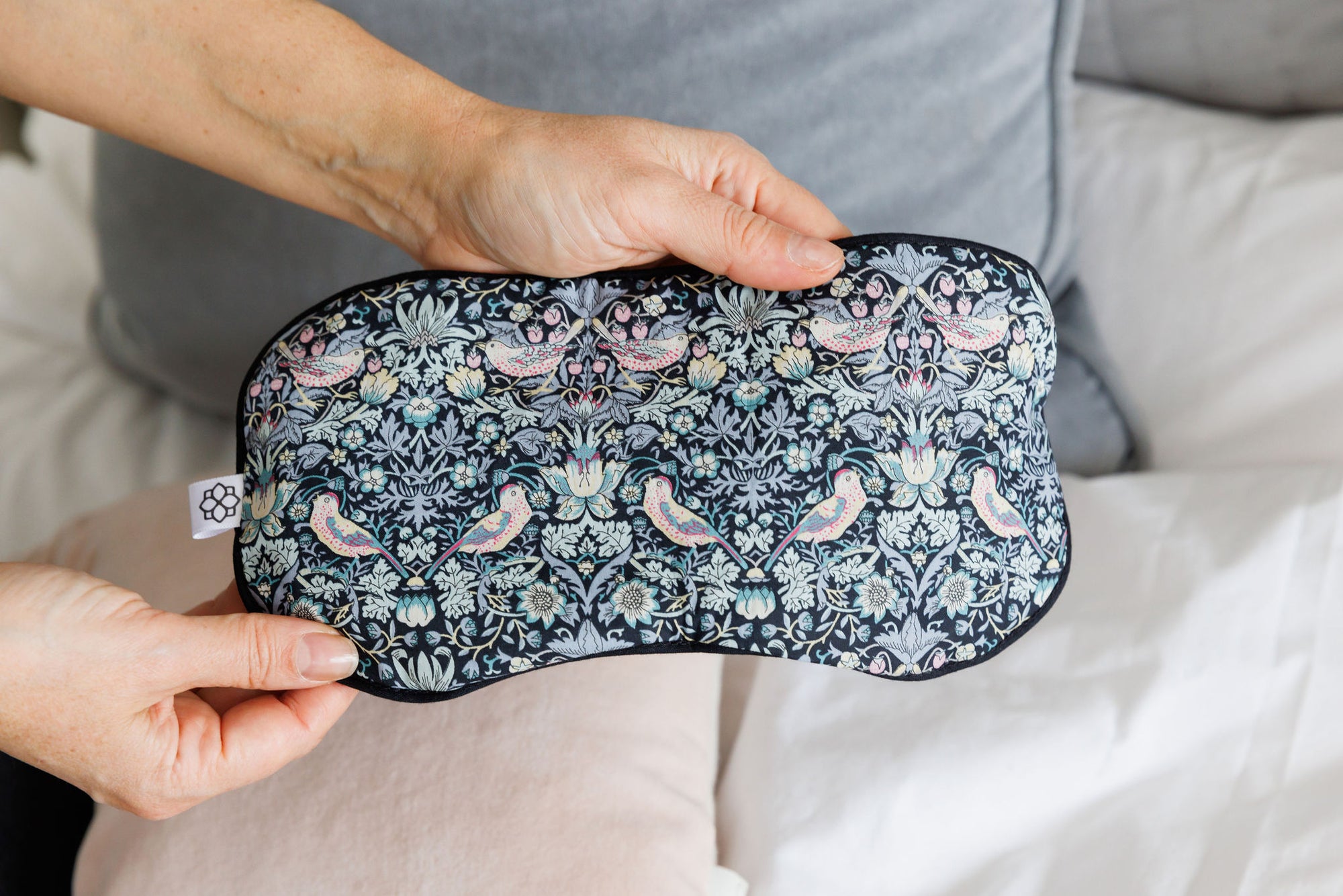 Luxury Lavender Eye Mask - Strawberry Thief Grey