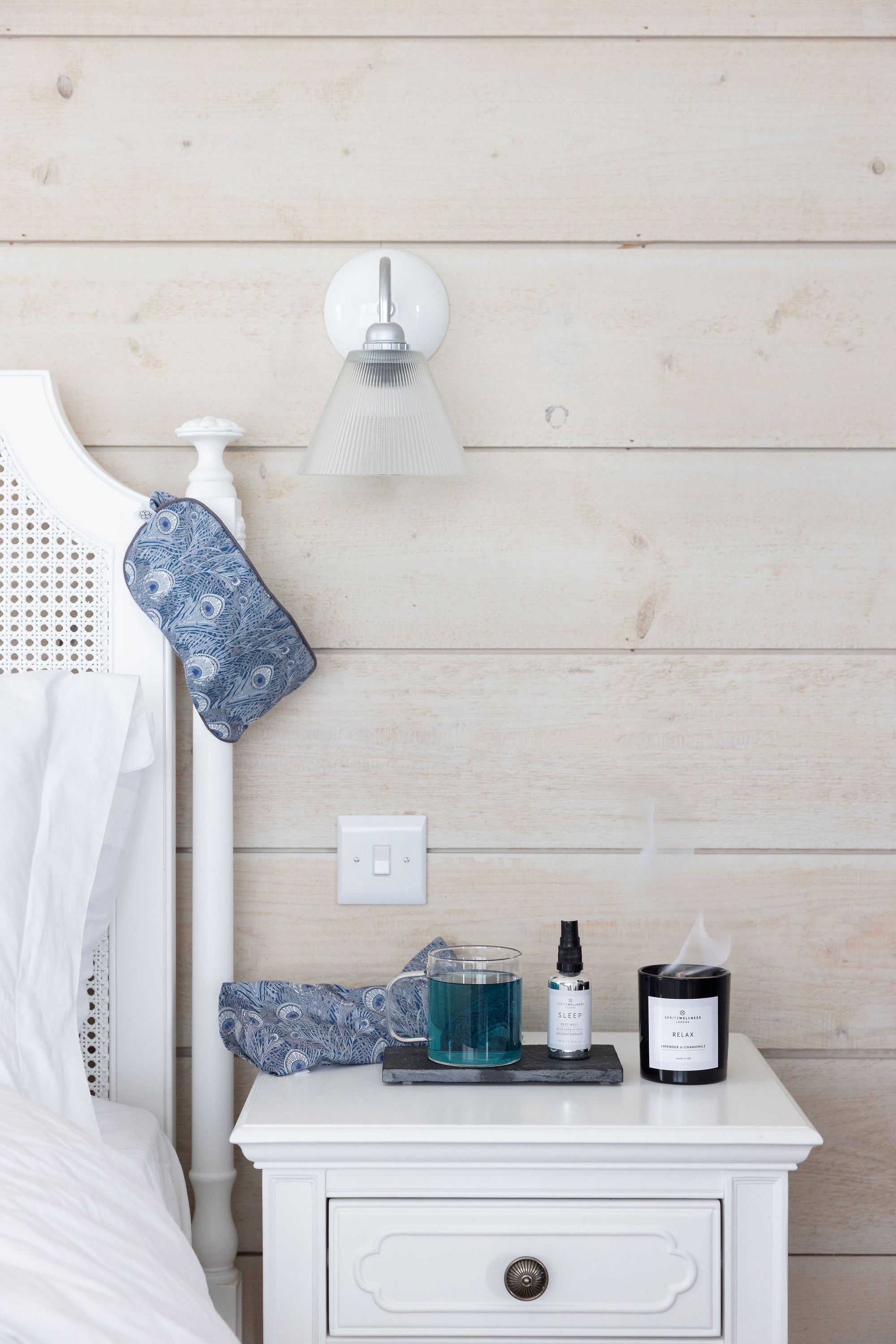 Hera blue eye mask made with Liberty print fabric by Spritz Wellness