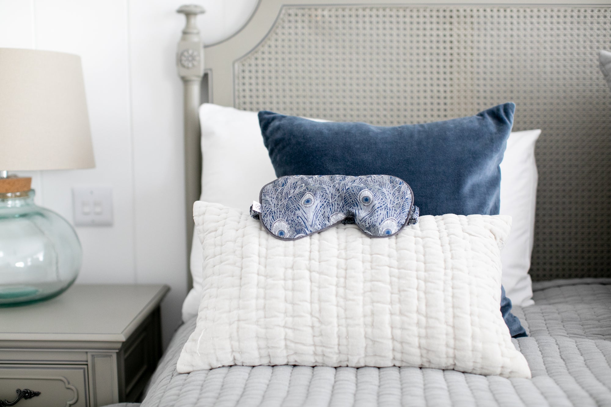 Hera blue eye mask made with Liberty print fabric by Spritz Wellness