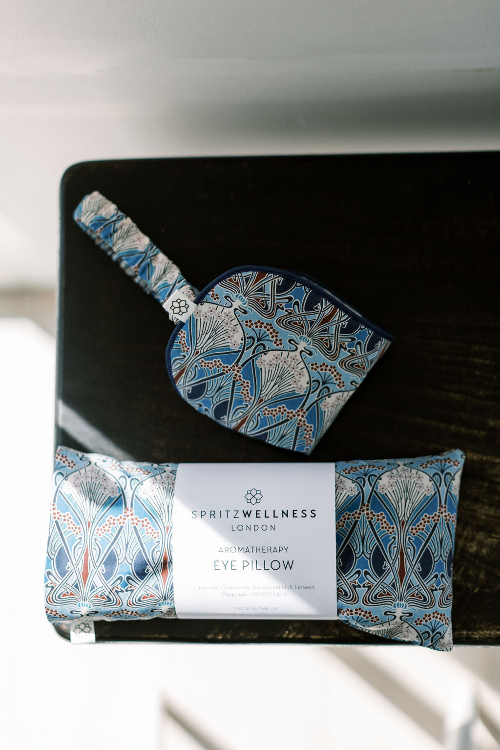 Luxury Lavender Aromatherapy Eye Mask – Liberty London Fabric Ianthe Blue | Spritz Wellness