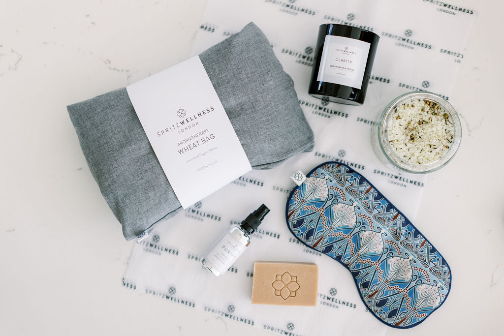 Luxury Lavender Aromatherapy Eye Mask – Liberty London Fabric Ianthe Blue | Spritz Wellness