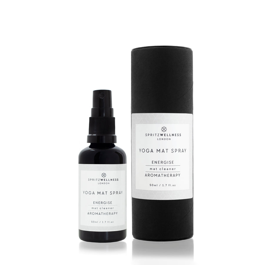 Energise yoga mat spray with lemongrass and tea tree essential oils by Spritz Wellness